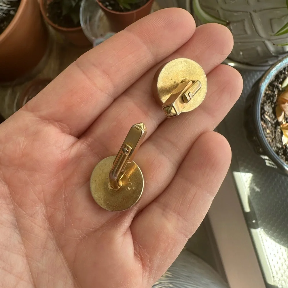SWANK Gold-tone Round Mid-Century Modern Cufflinks